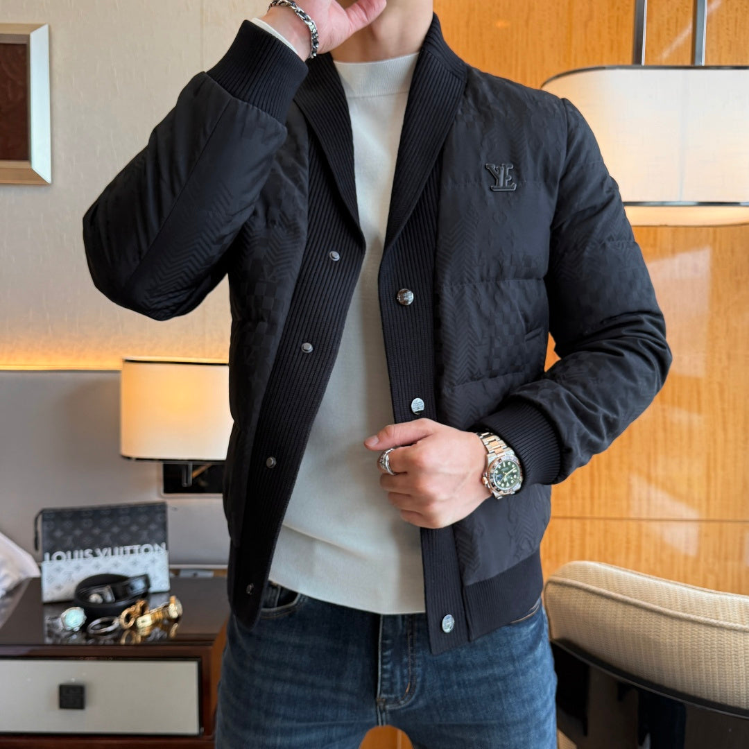 QUILTED KNIT-COLLAR PADDED JACKET