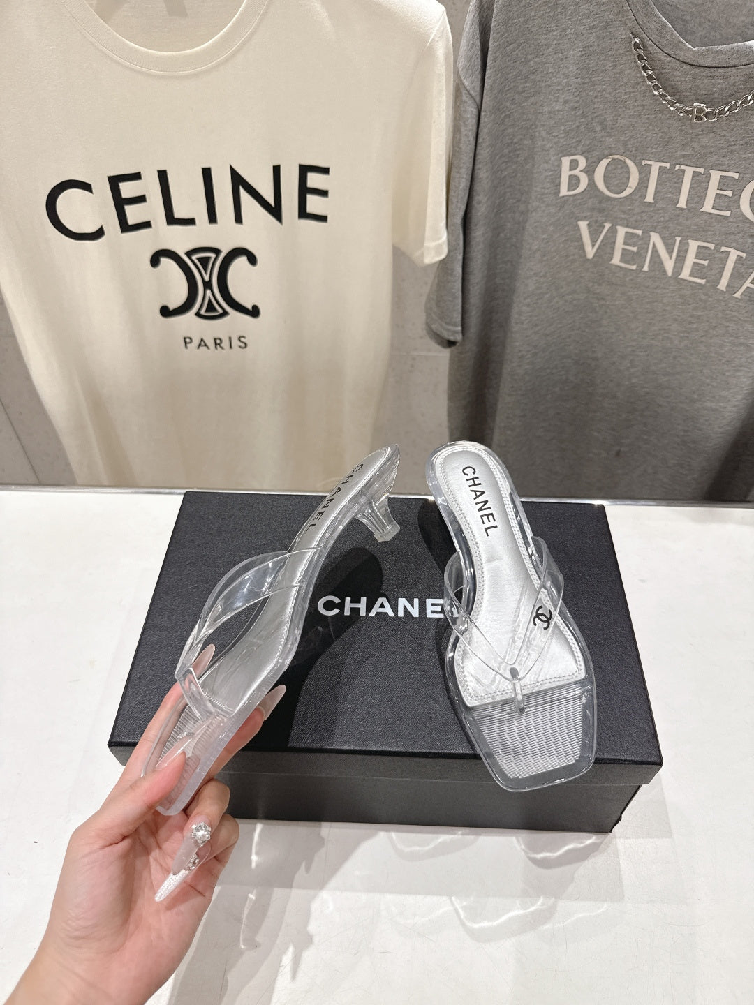 CLEAR MINIMALIST HEEL SANDALS