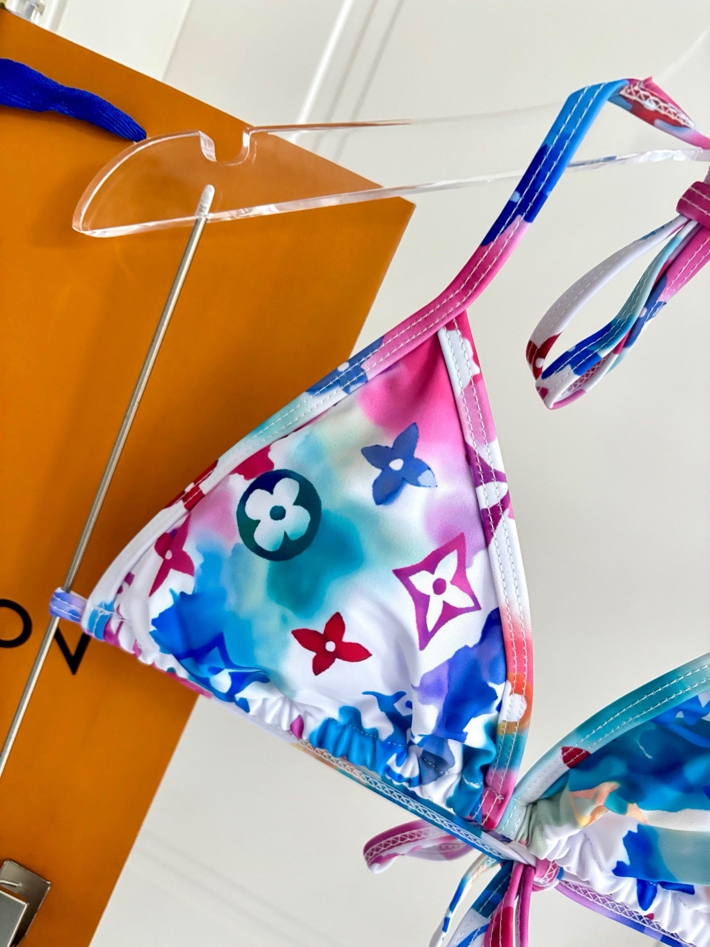 MULTICOLOR FLORAL MONOGRAM STRING BIKINI SET