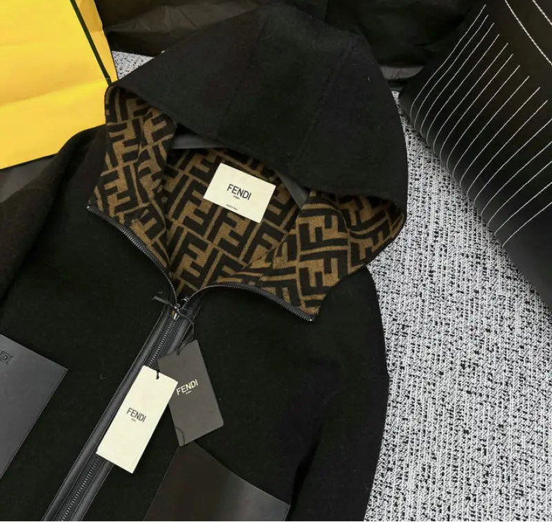 HOODED WOOL BLEND ZIP JACKET