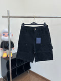 MONOGRAM EMBOSSED DENIM SHORTS