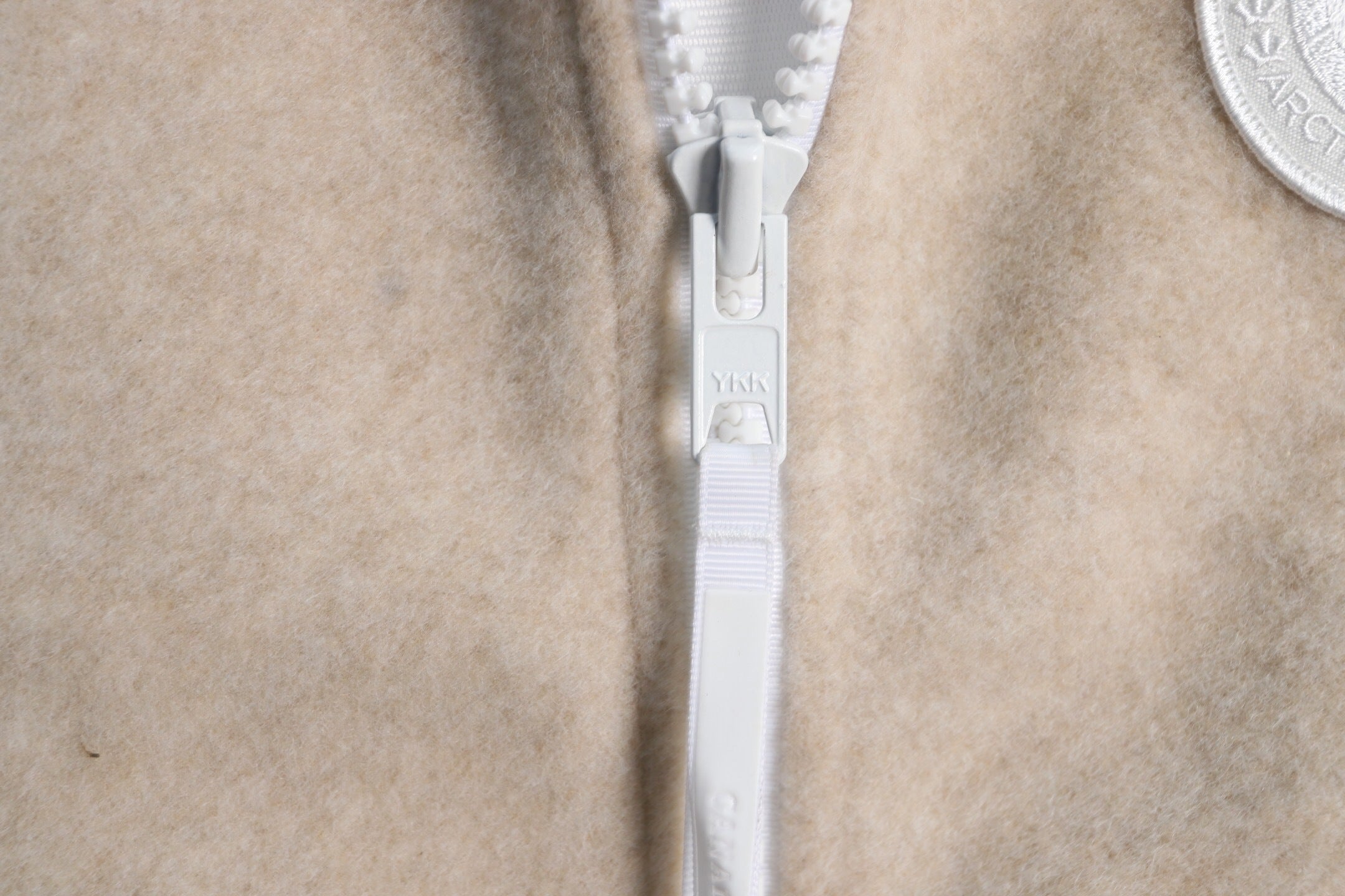 BEIGE ZIP-UP WOOL BLEND VEST