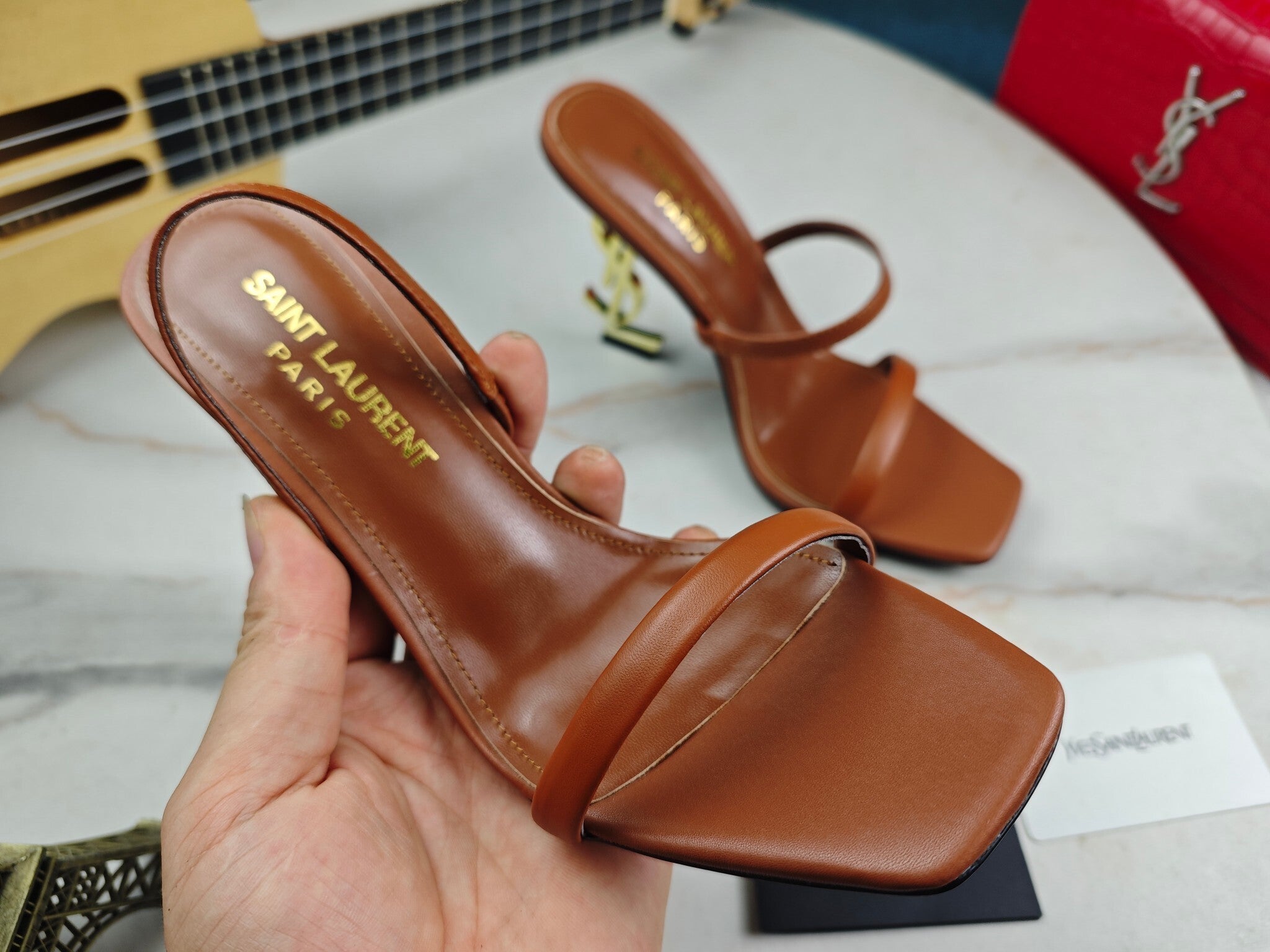 BROWN STRAPPY HIGH HEEL SANDALS