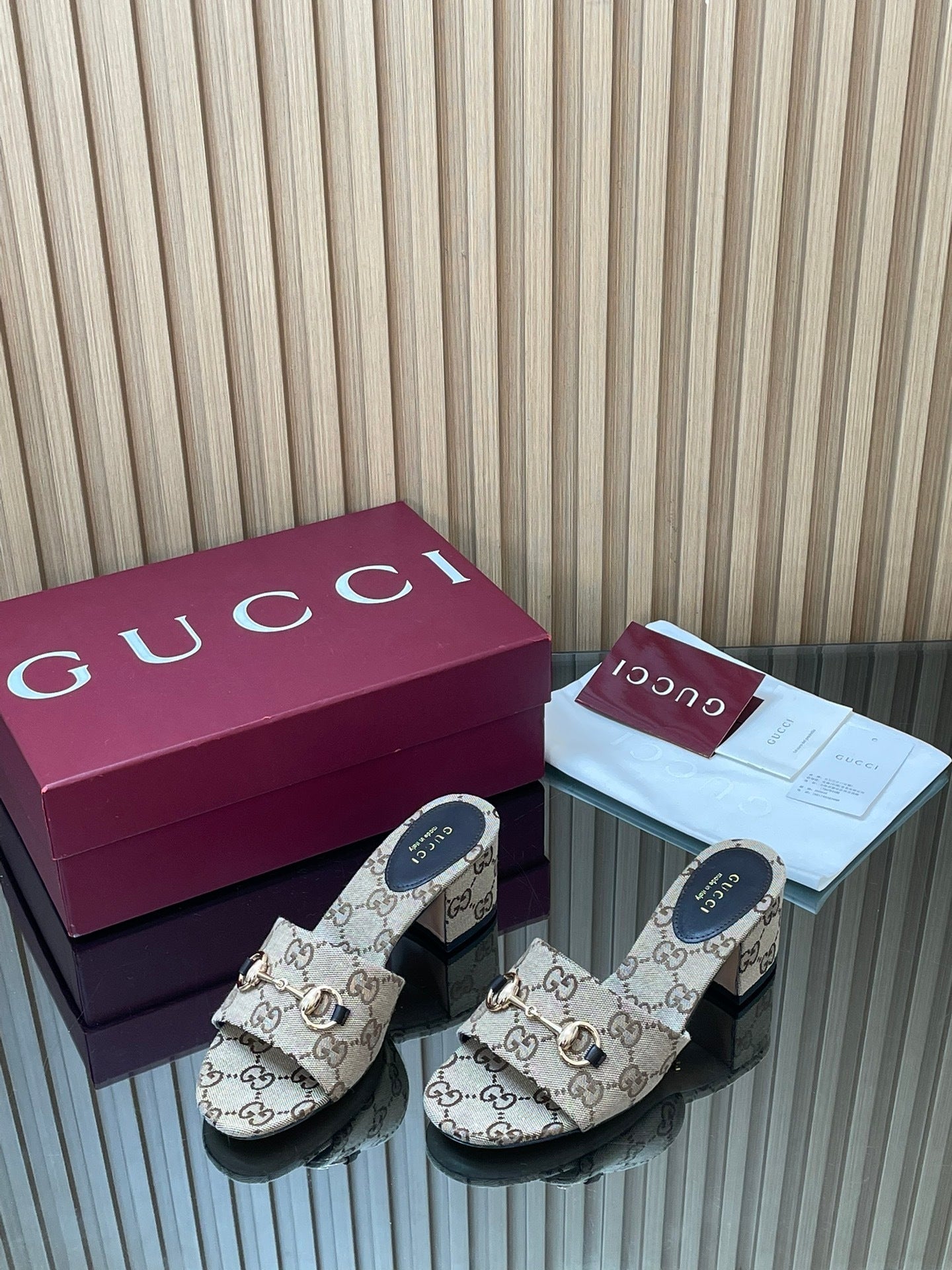 MONOGRAM CANVAS HORSEBIT LOW HEEL MULES