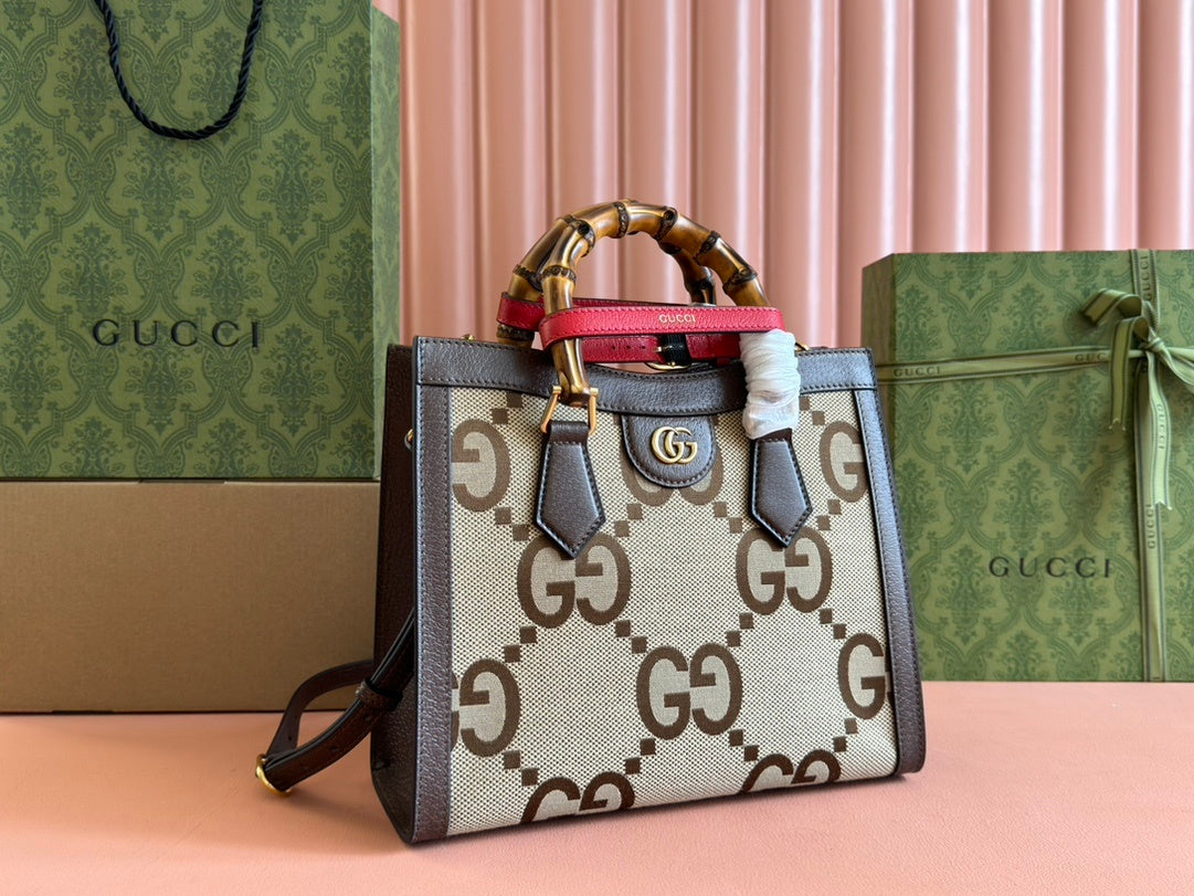 LUXURY BAMBOO HANDLE MONOGRAM MINI TOTE BAG