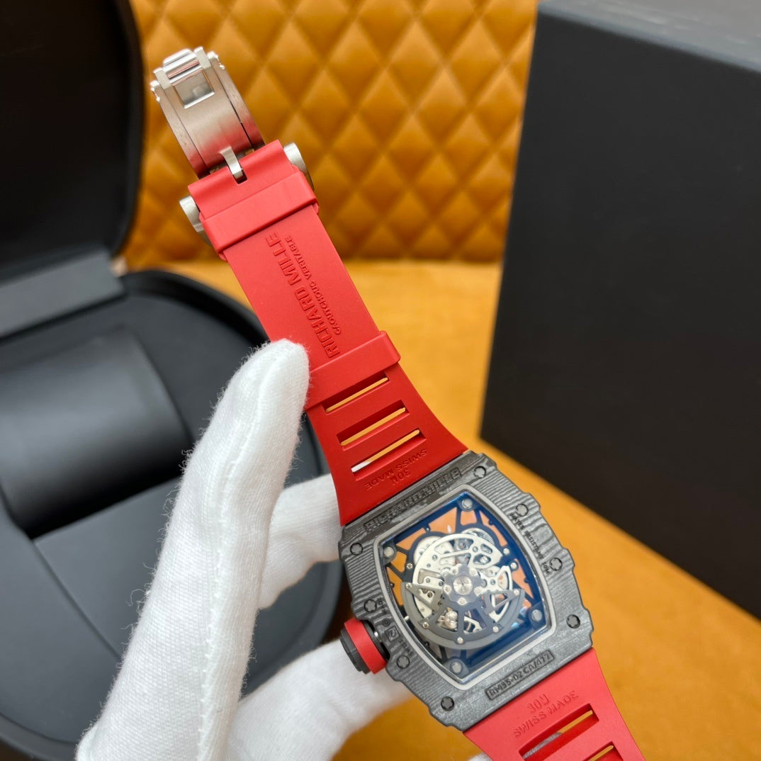 SKELETON SPORT LUXURY RED STRAP WATCH