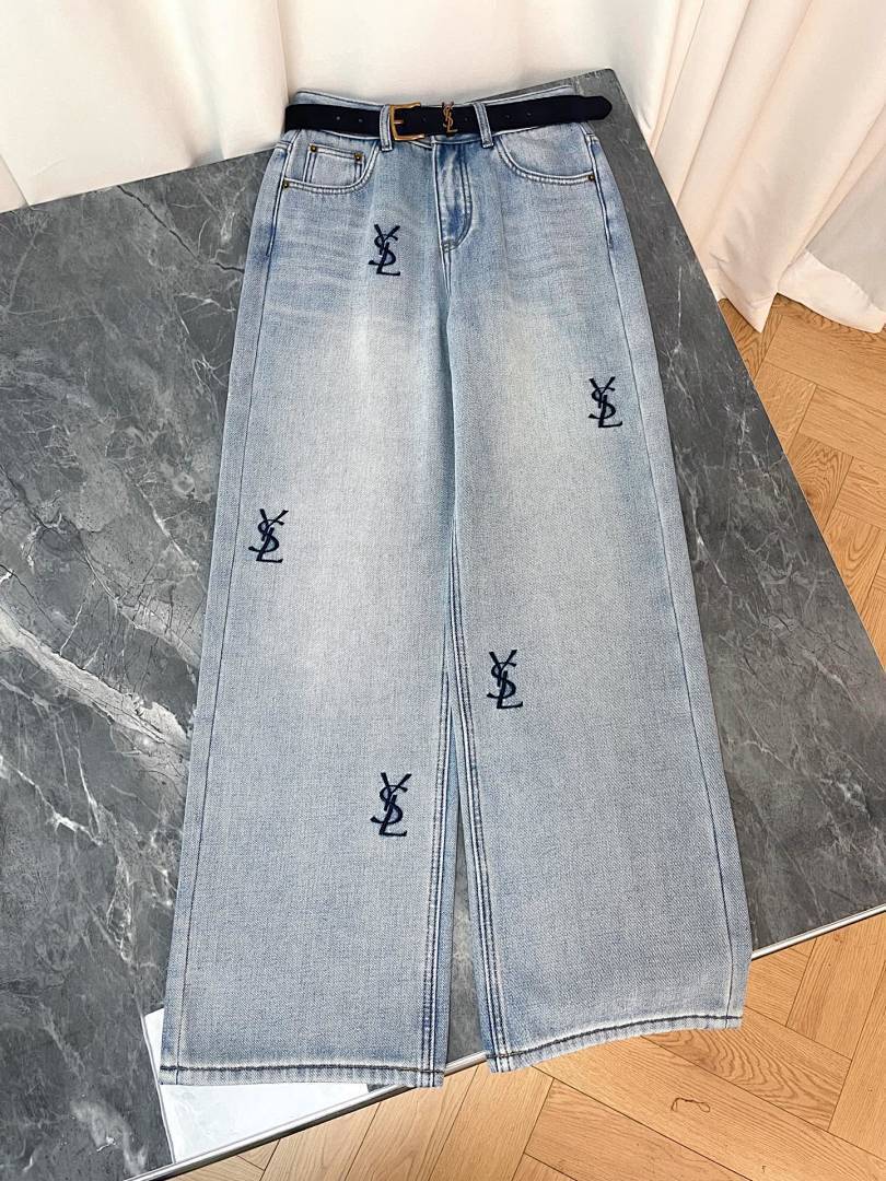 HIGH-WAIST LOGO WIDE-LEG JEANS