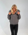 FUR TRIM KNIT ZIP