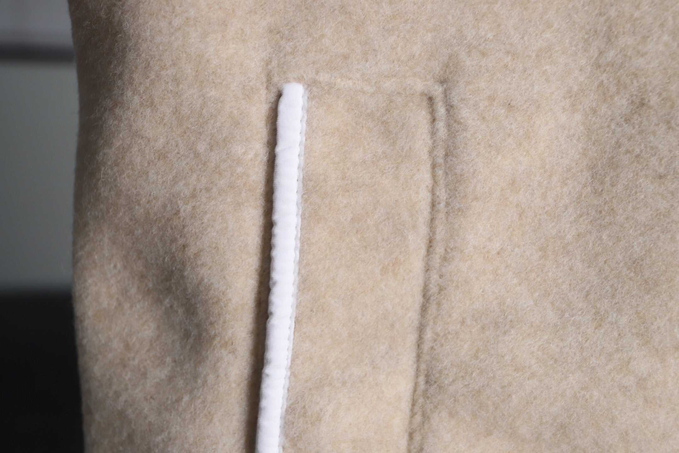 BEIGE ZIP-UP WOOL BLEND VEST