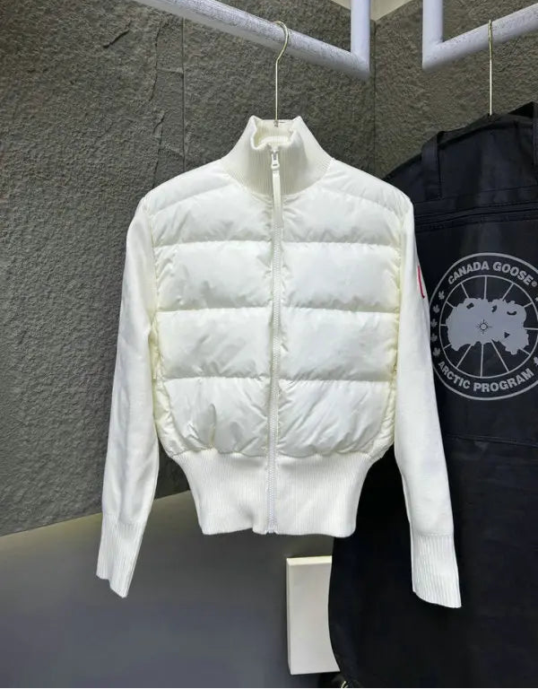 QUILTED PANEL ZIP KNIT JACKET