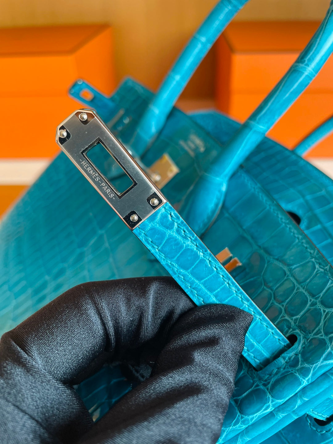TURQUOISE CROC BIRKIN