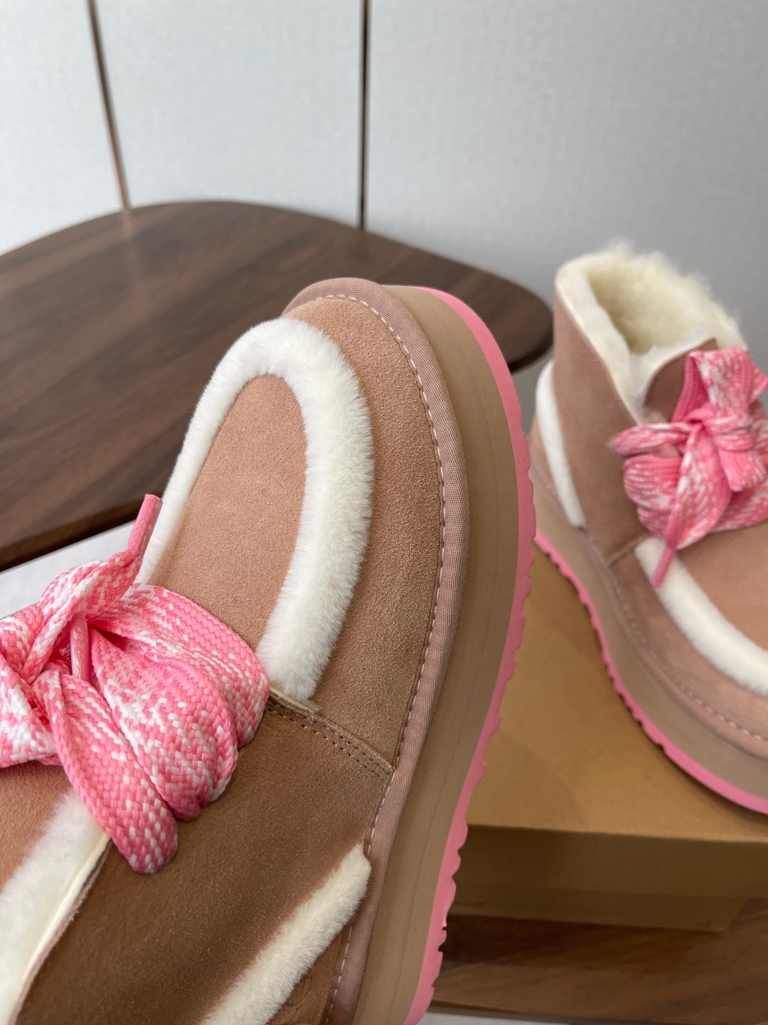 COZY PLATFORM ANKLE BOOTS – PINK