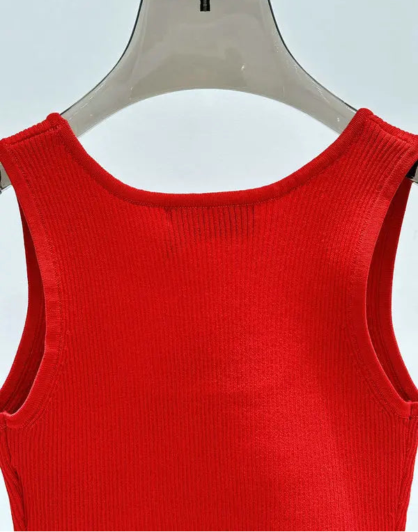 LOGO RIBBED CROPPED TANK TOP