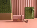 BLUSH PINK LEATHER CHAIN WALLET CROSSBODY BAG