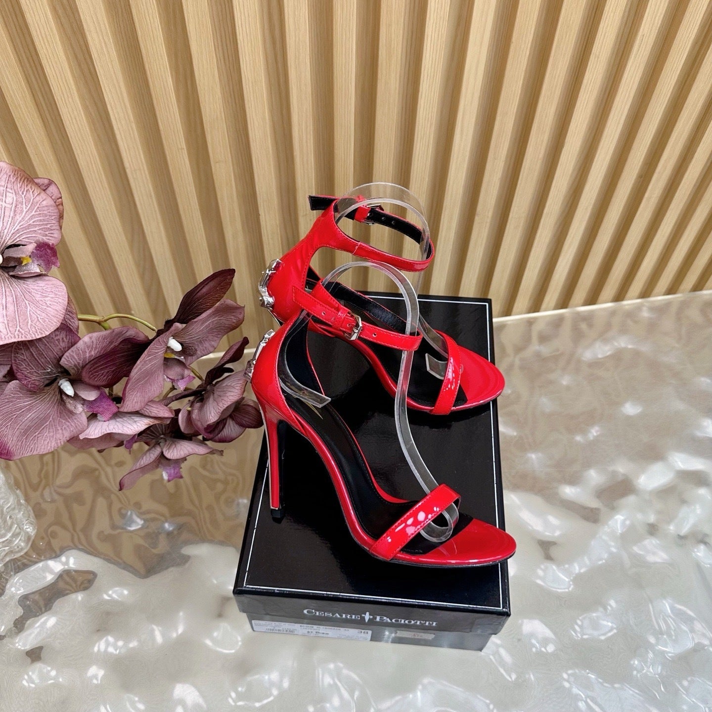 PATENT RED STILETTO SANDALS – GLAM NIGHT EDITION