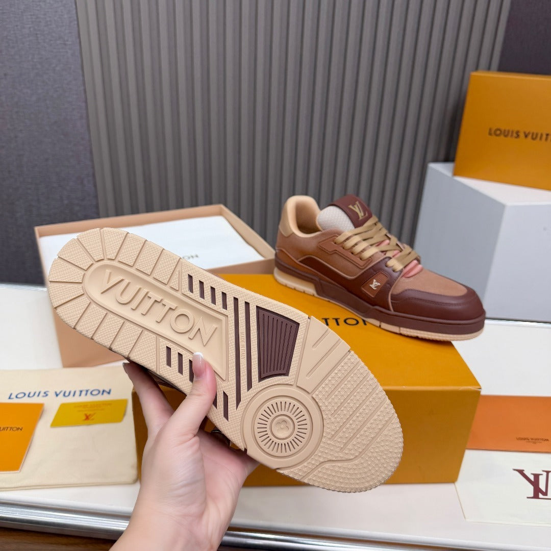 BROWN & TAN LOW-TOP CASUAL SNEAKERS