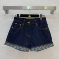 DENIM HIGH-WAIST SHORTS WITH TURN-UP HEM