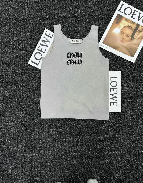 RIBBED LOGO KNIT TANK TOP