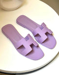 LAVENDER CUTOUT SLIDE SANDALS