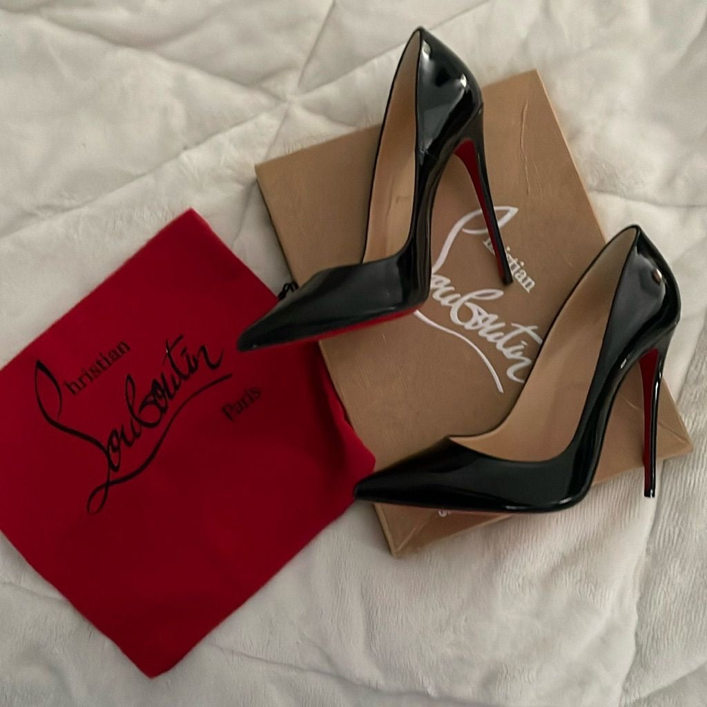 PATENT RED SOLE STILETTO PUMPS – CLASSIC BLACK