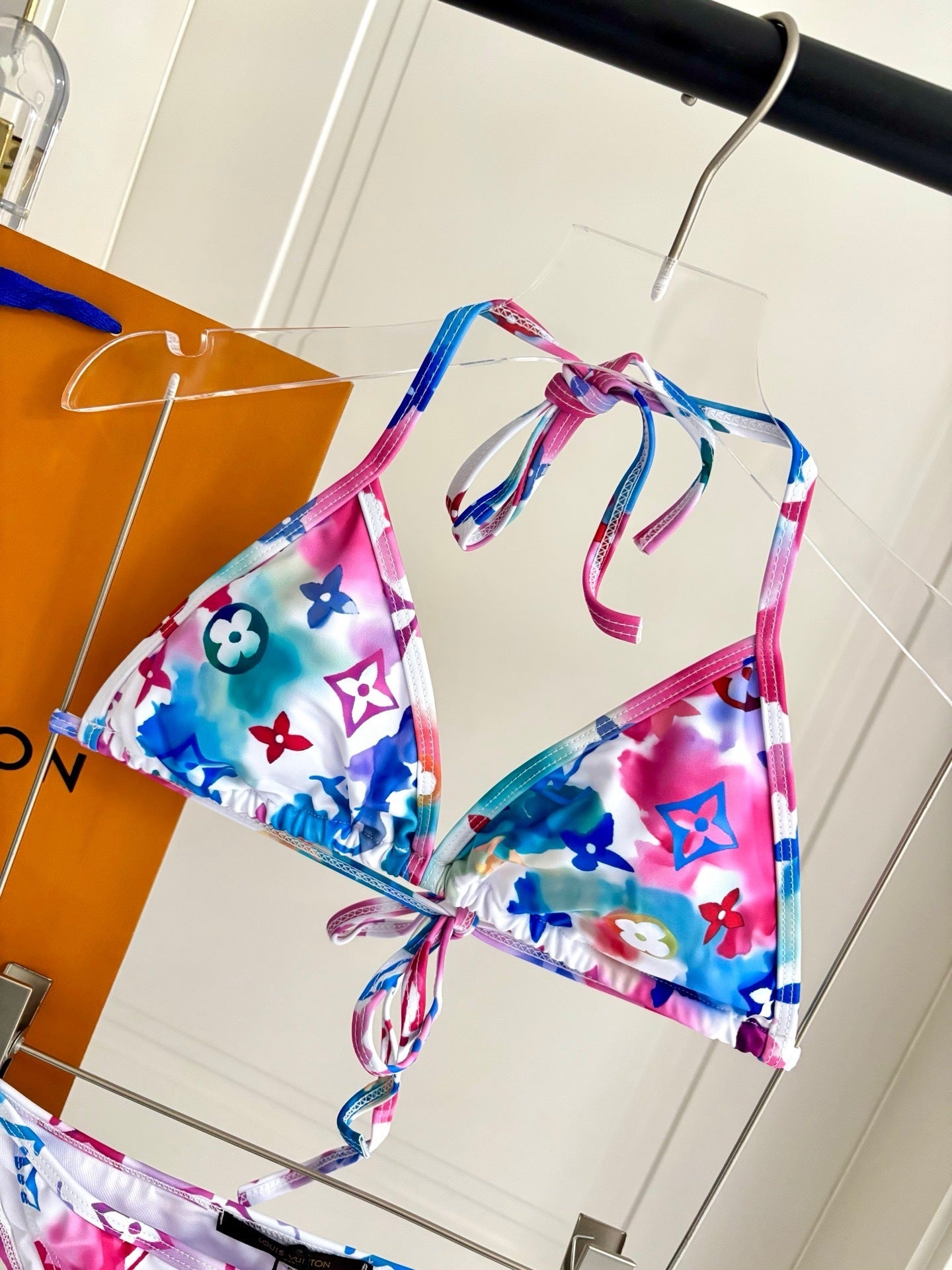 MULTICOLOR FLORAL MONOGRAM STRING BIKINI SET