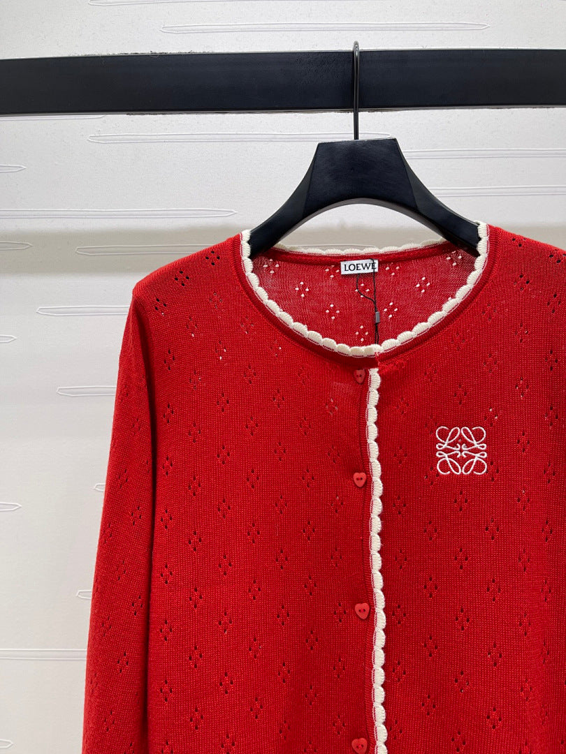 CONTRAST TRIM KNIT CARDIGAN