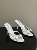 IVORY BOW DETAIL STRAP STILETTO SANDALS