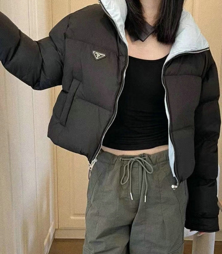 CROPPED STAND COLLAR PUFFER JACKET