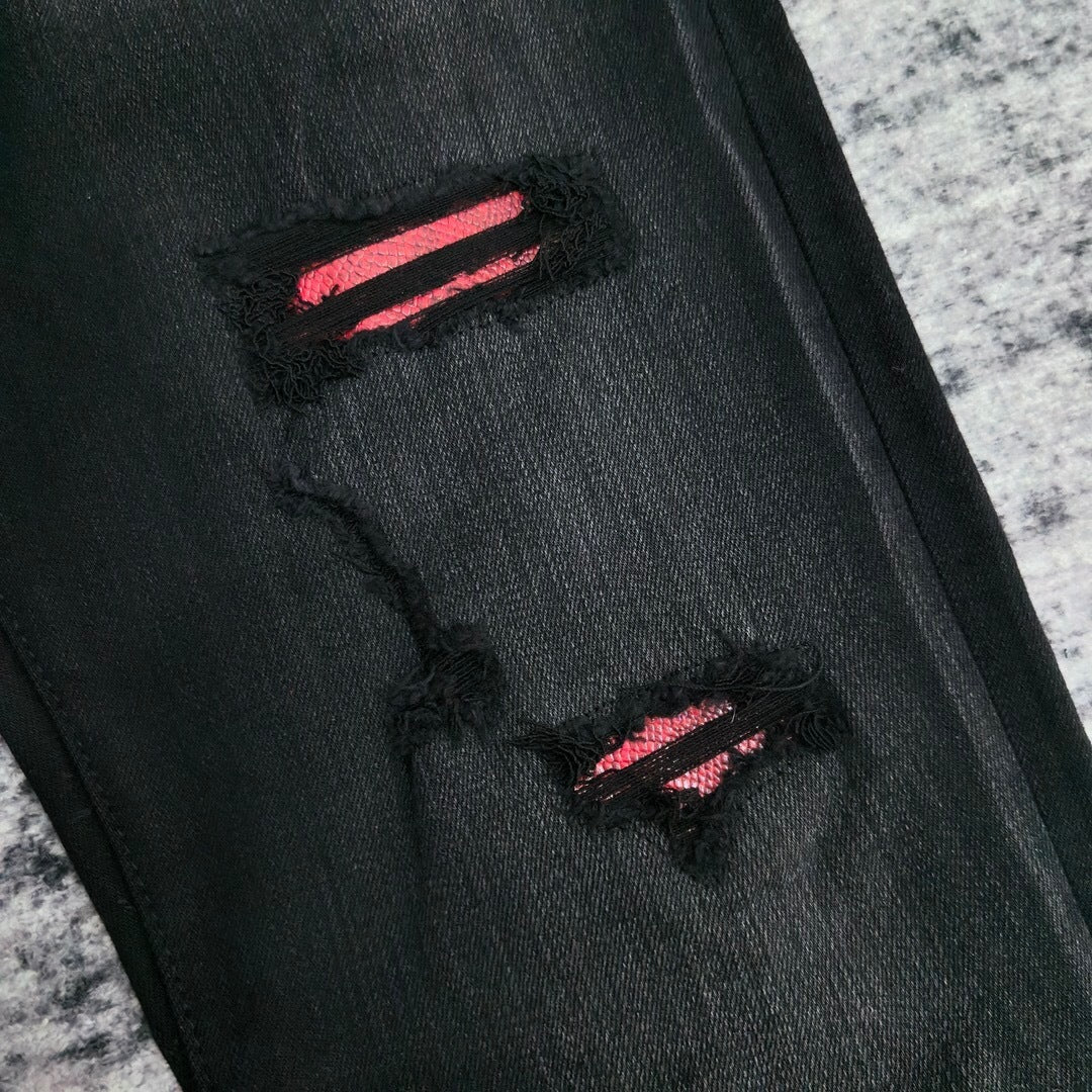 SNAKE GRAPHIC DISTRESSED SKINNY JEANS