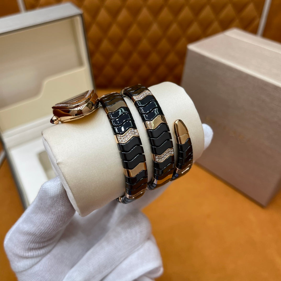 LUXURY SERPENT WATCH – GOLD & BLACK EDITION