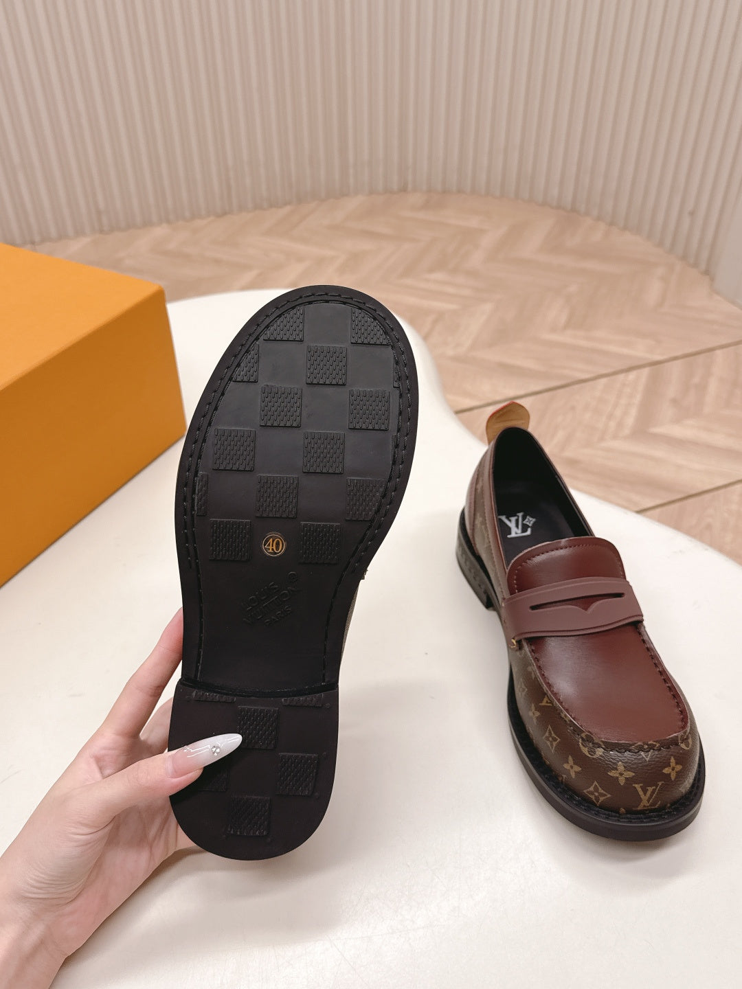 BROWN MONOGRAM CLASSIC PENNY LOAFERS