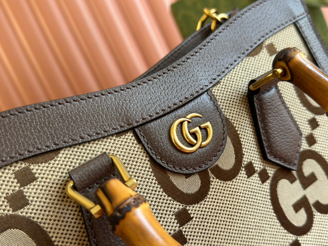 LUXURY BAMBOO HANDLE MONOGRAM MINI TOTE BAG
