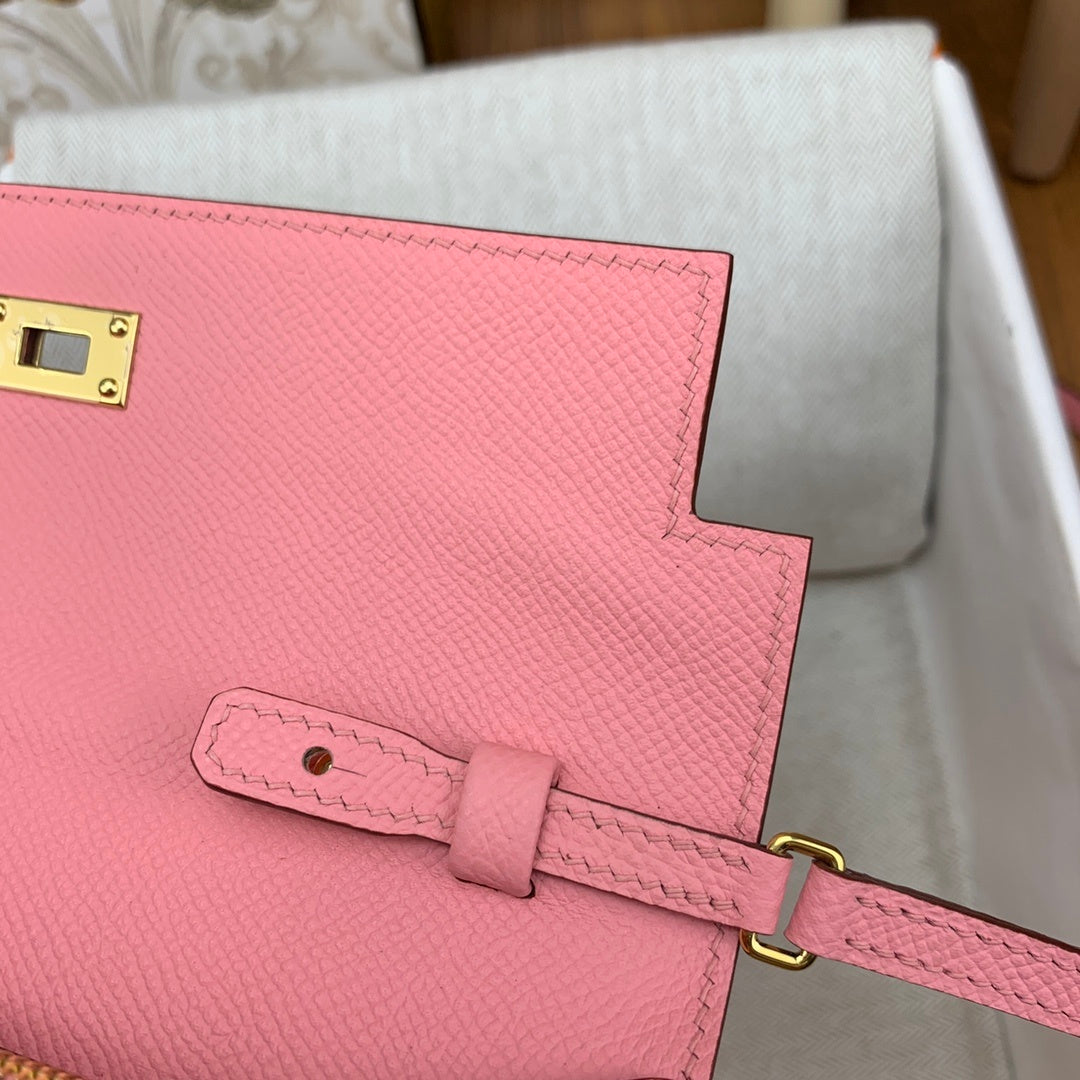 LUXURY PINK LEATHER CROSSBODY WALLET BAG