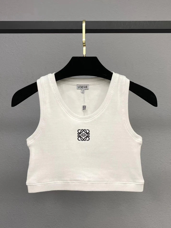 ANAGRAM LOGO CROPPED RIBBED TANK TOP