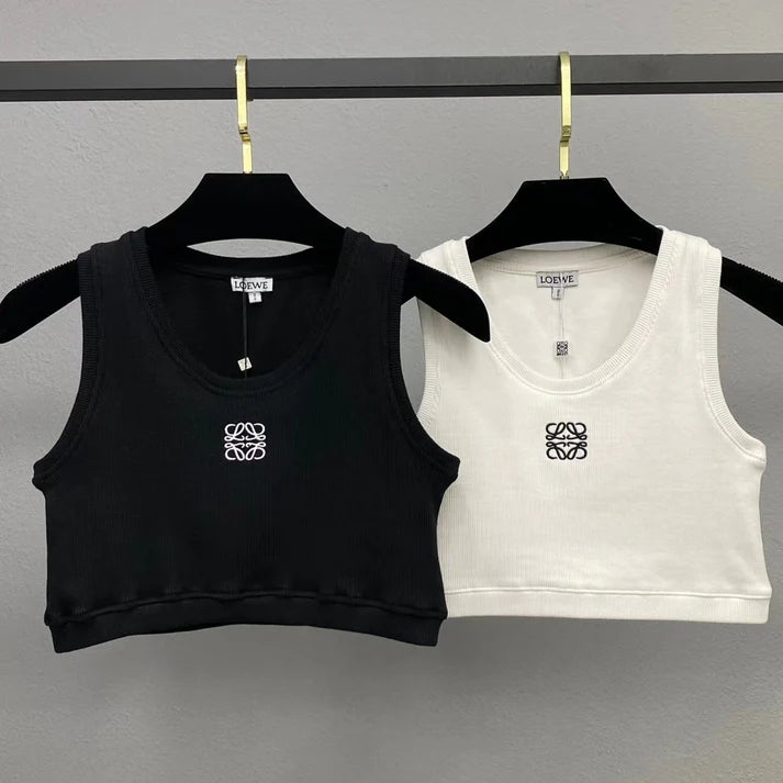 ANAGRAM LOGO CROPPED RIBBED TANK TOP