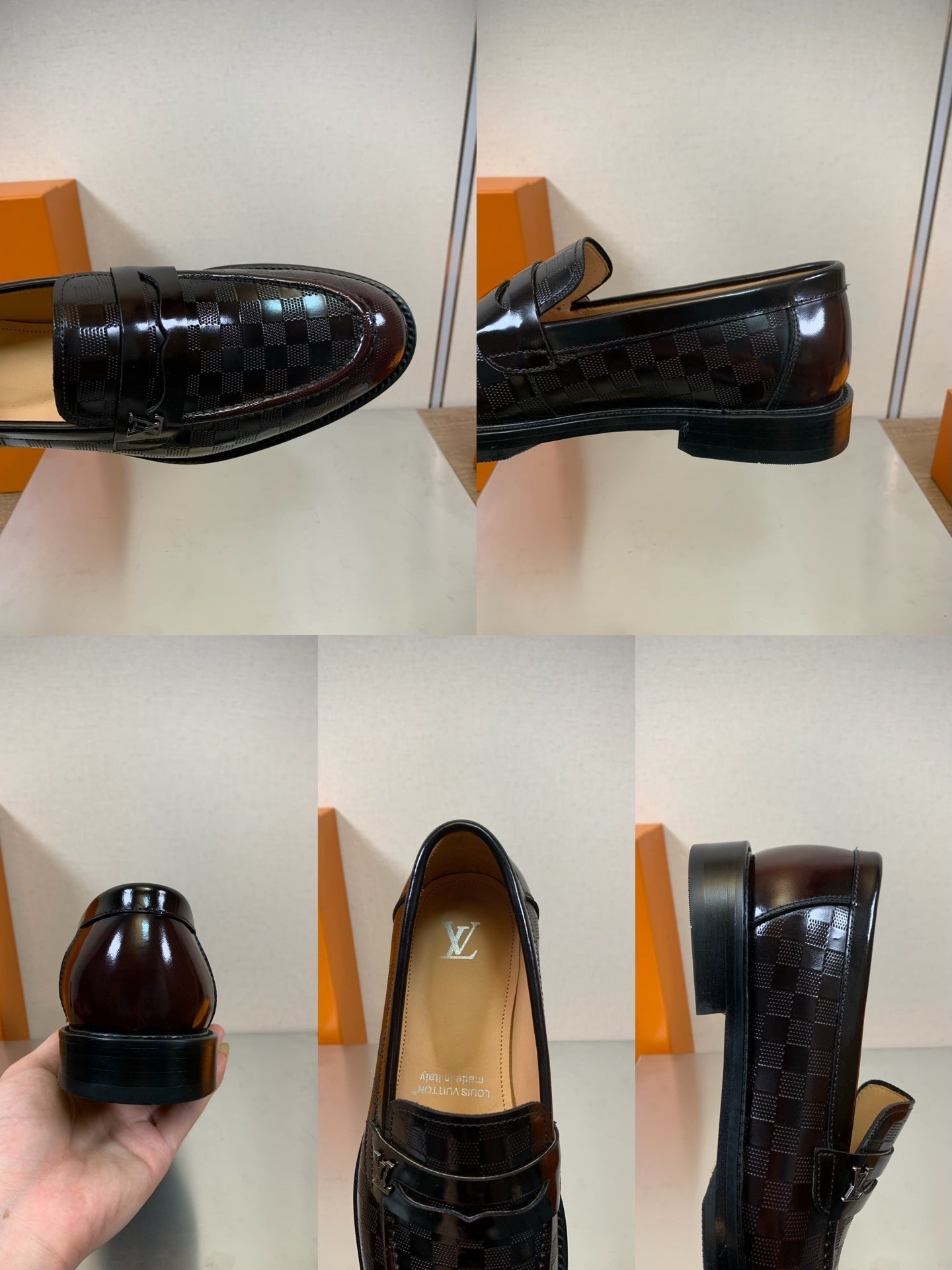 Dunkelbraune Lackleder-Loafer
