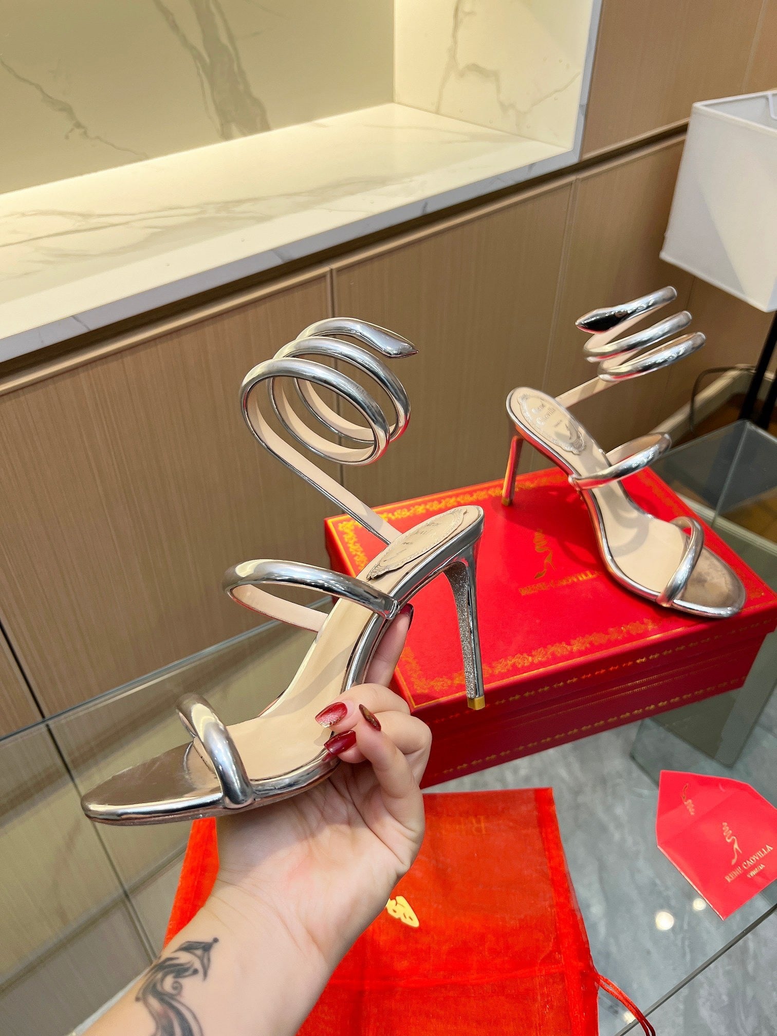 CHROME SPIRAL HEELS