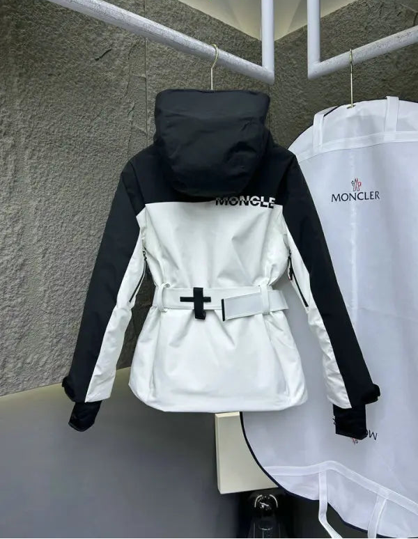 BELTED COLORBLOCK HOODED PERFORMANCE JACKET