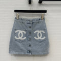 BUTTON-FRONT DENIM MINI SKIRT