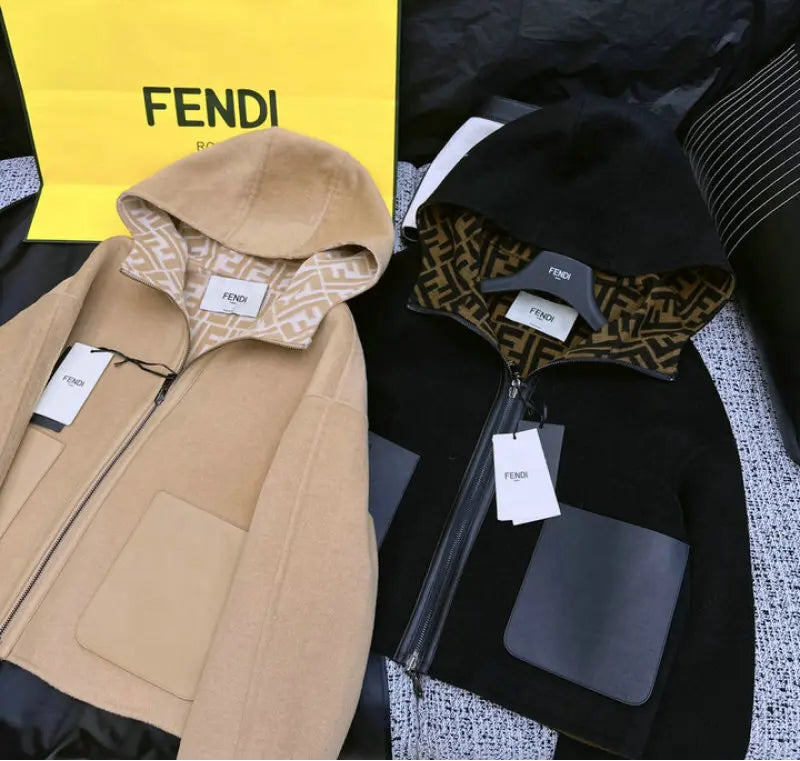 HOODED WOOL BLEND ZIP JACKET