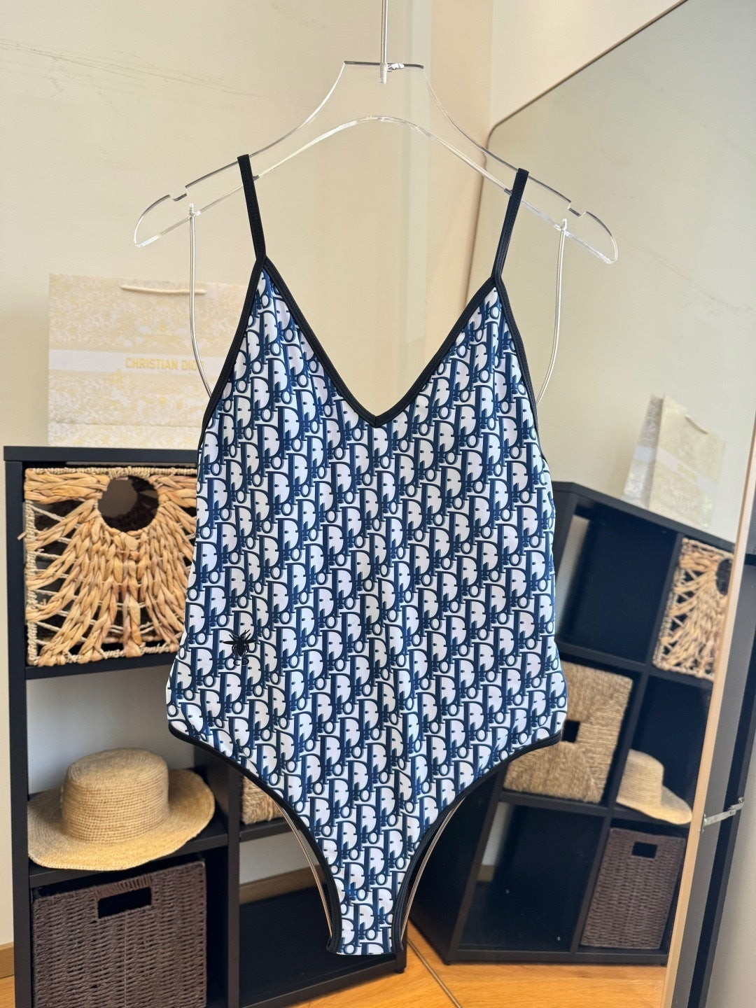 MONOGRAM V-NECK ONE-PIECE SWIMSUIT