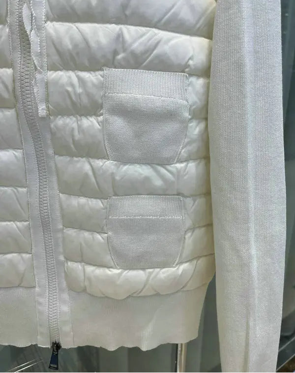 QUILTED PANEL KNIT ZIP JACKET