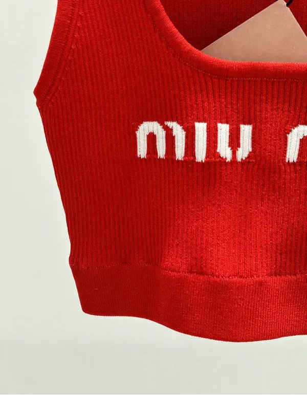 LOGO RIBBED CROPPED TANK TOP