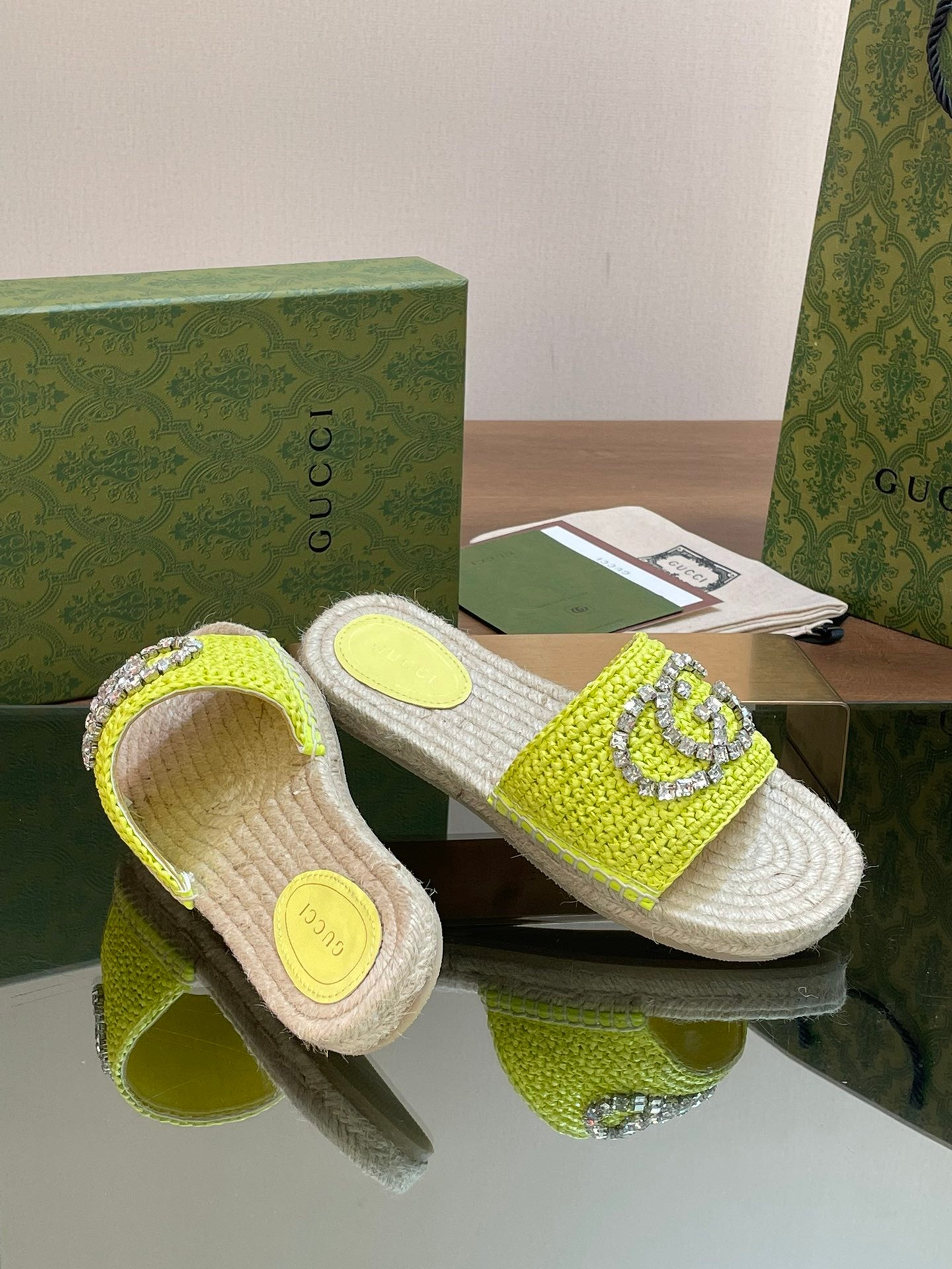 BRAIDED PLATFORM SLIDE SANDALS – NEON LIME