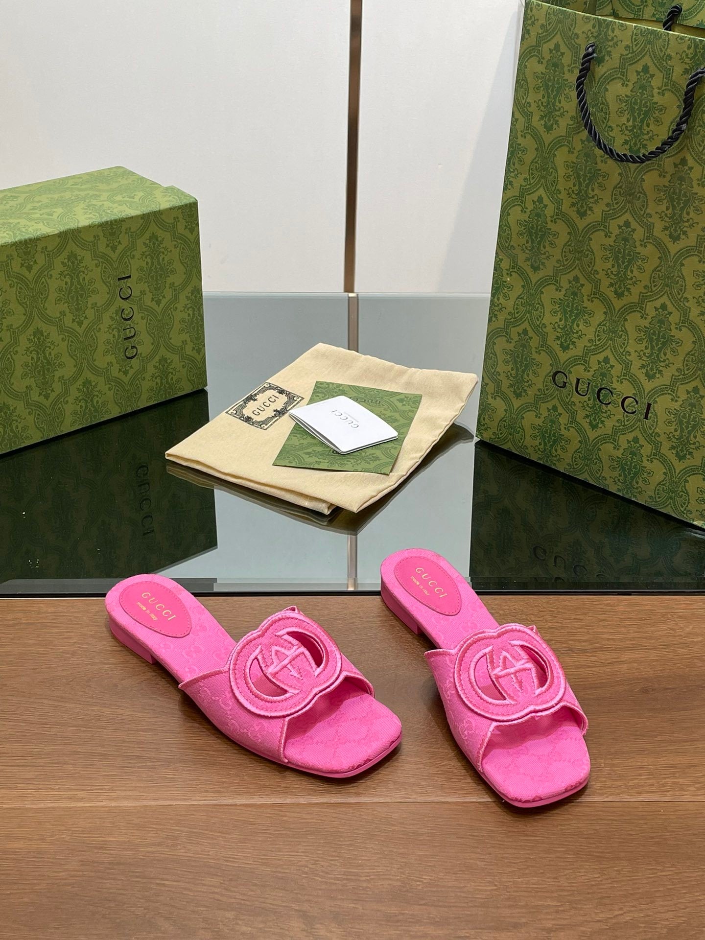 PINK EMBOSSED LOGO SLIDES