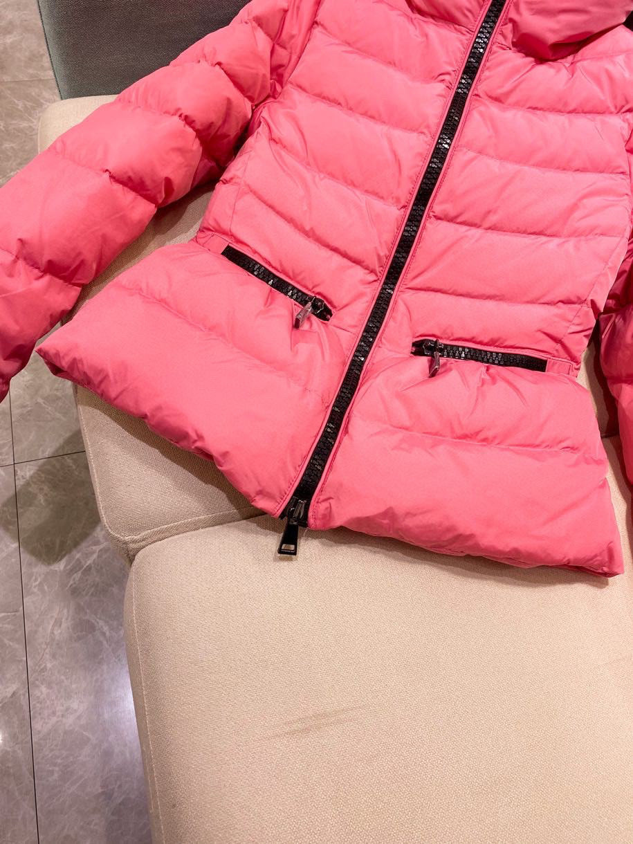 WOMEN’S PINK PADDED STAND COLLAR WINTER JACKET