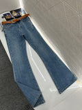 CLASSIC FLARED DENIM JEANS WITH BELT