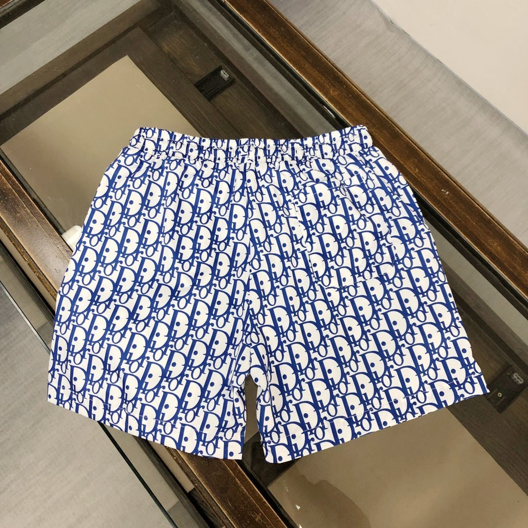 MONOGRAM SWIM SHORTS – WHITE & BLUE