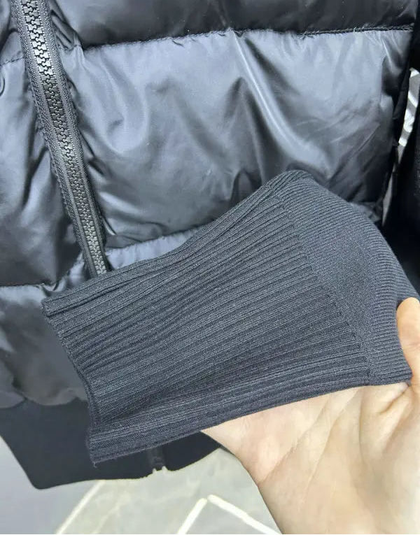 QUILTED PANEL ZIP KNIT JACKET