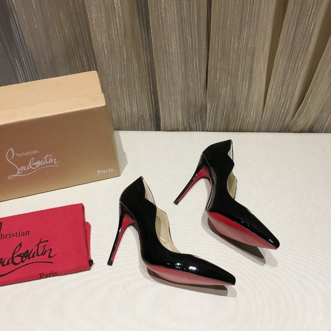 PATENT RED SOLE STILETTO PUMPS – CLASSIC BLACK